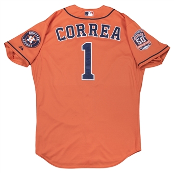 2015 Carlos Correa Game Used Houston Astros Road Alternate Jersey Photo Matched To 3 Games Including Career HR #22 - Last of Rookie of the Year Season! (MLB Authenticated & Resolution Photomatching)